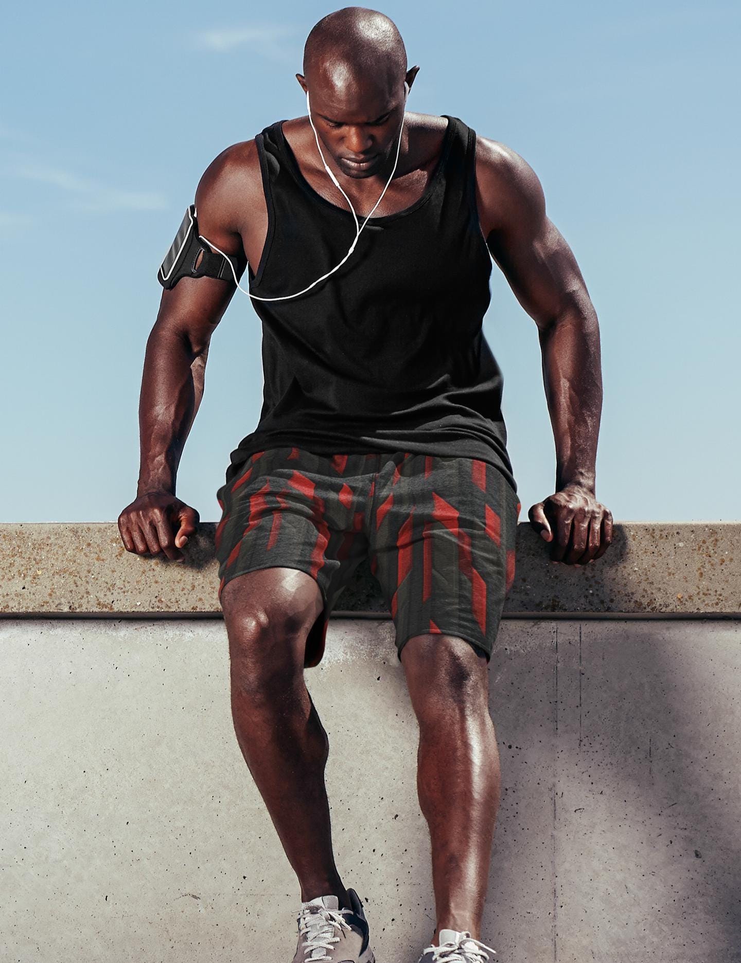 Fitness Running Shorts Men Mens Gym Activewear Abstract