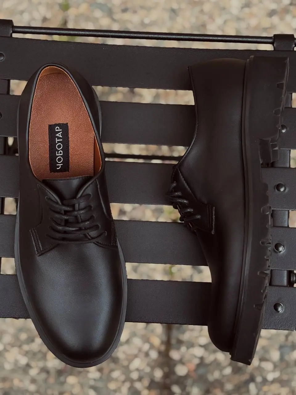 Handcrafted Leather Derby Shoes Men's Black Brown